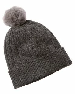 Deals 😉 Scott & Scott London Contrast Pom Cable Cashmere Hat 👩 Women Hats ⭐