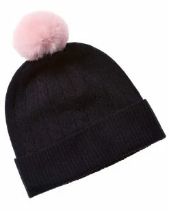 Wholesale ⌛ Scott & Scott London Contrast Pom Cable Cashmere Hat 👩 Women Hats 🎁
