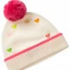 Best Sale 👏 Scott & Scott London Rainbow Heart Embroidery Pom Cashmere Beanie 👩 Women Hats ✔️