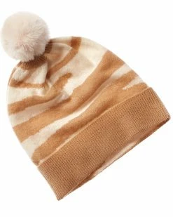 Outlet 🌟 Scott & Scott London Zebra Pom Cashmere Hat 👩 Women Hats 🔔